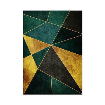 Green Black and Gold Modern Geometirc Rectangle Indoor Area Rug 5'x7'